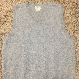 LL Bean Grey 100% Cashmere V-Neck Sweater Vest (M)
